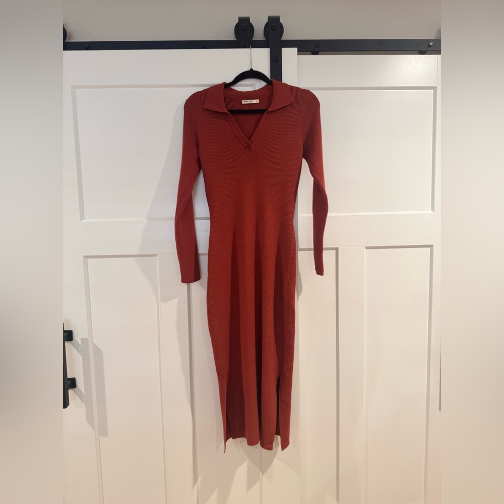 Marine Layer Terracotta Long Sleeve Dress‎